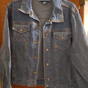 Half Moon Bay Rhinestone Denim Jacket Blue Size Large NWOT